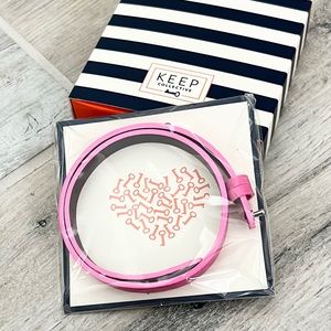 Stella & Dot Fuchsia Burgundy Croc Embossed Engravable Double Leather Band